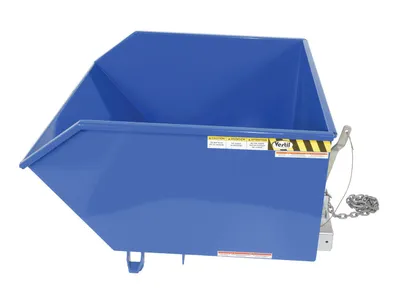 Vestil H-100-HS high strength self-dumping steel hopper shown from an alternate angle