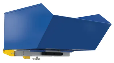 Vestil H-100-LD-BD h style bump & dump hopper shown from an alternate angle