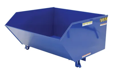 Vestil H-100-LD h style - low profile 90 degrees self-dumping steel hopper shown from an alternate angle
