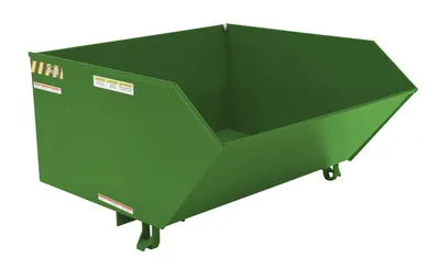 Vestil Steel Light Duty Low Profile Self Dumping Hopper 1 Cubic Yard 2000 Lb. Capacity Green