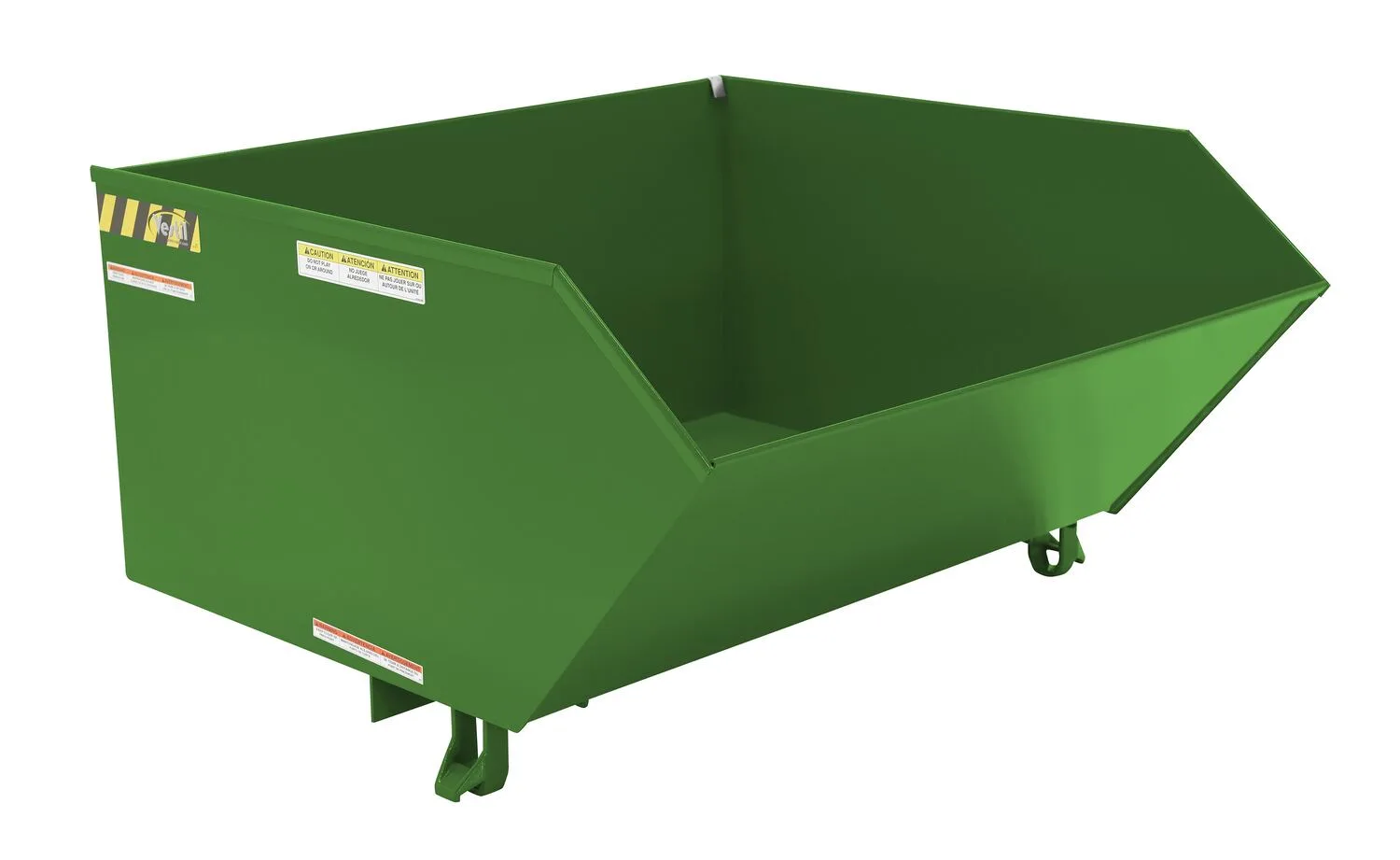 Vestil H-100-LD-GRN-T h style - low profile 90 degrees self-dumping steel hopper