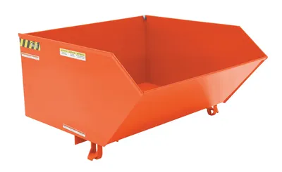 Vestil Steel Light Duty Low Profile Self Dumping Hopper 1 Cubic Yard 2000 Lb. Capacity Orange