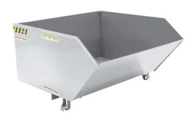 Vestil Steel Light Duty Low Profile Self Dumping Hopper 1 Cubic Yard 2000 Lb. Capacity Silver Lining
