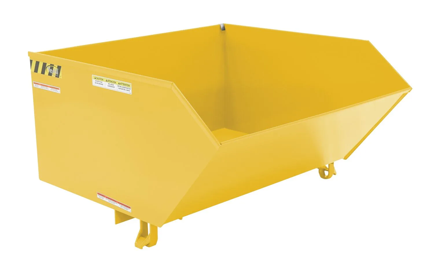 Vestil H-100-LD-YEL h style - low profile 90 degrees self-dumping steel hopper