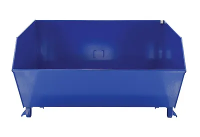 Vestil H-100-MD h style - low profile 90 degrees self-dumping steel hopper shown from an alternate angle