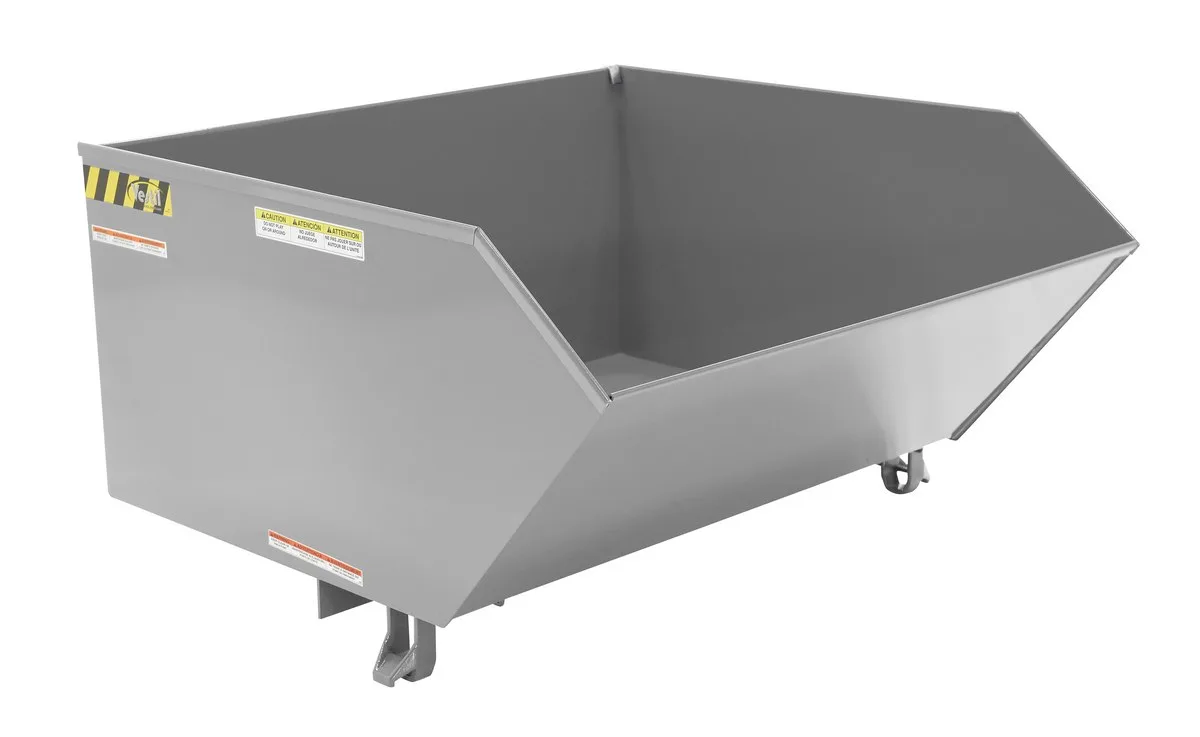 Vestil H-100-MD-GY-MG h style - low profile 90 degrees self-dumping steel hopper