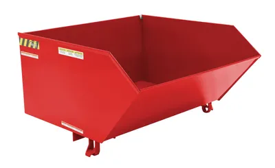 Vestil Steel Medium Duty Low Profile Self Dumping Hopper 1 Cubic Yard 4000 Lb. Capacity Red