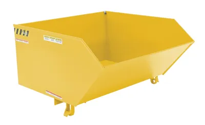 Vestil Steel Medium Duty Low Profile Self Dumping Hopper 1 Cubic Yard 4000 Lb. Capacity Yellow
