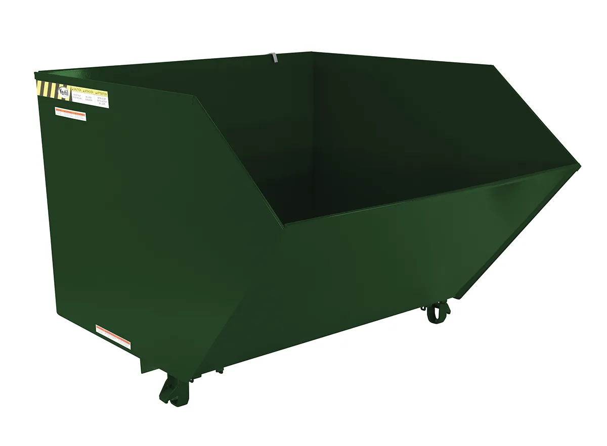 Vestil H-150-HD-GRN-H h style - low profile 90 degrees self-dumping steel hopper