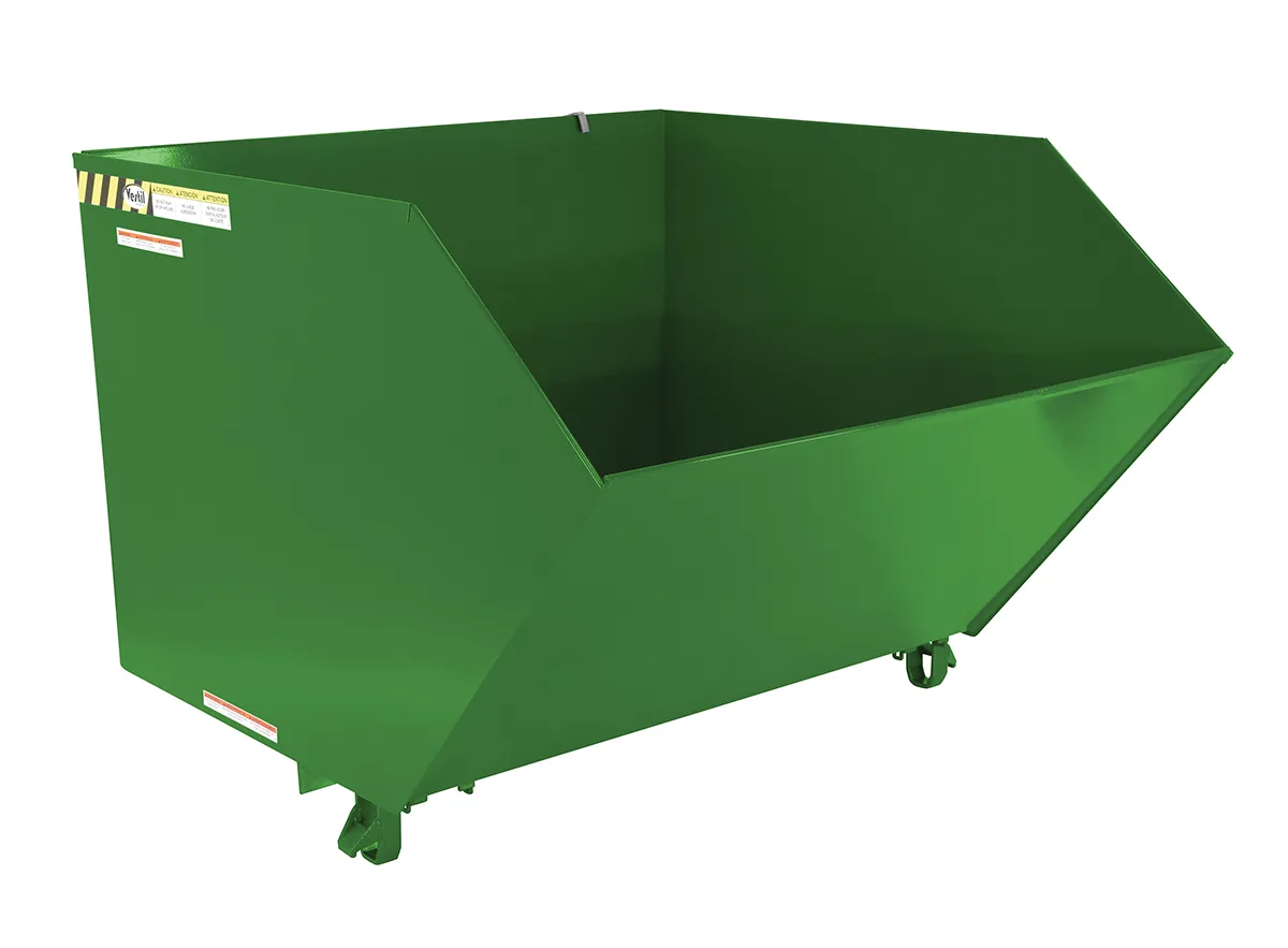 Vestil H-150-HD-GRN-T h style - low profile 90 degrees self-dumping steel hopper