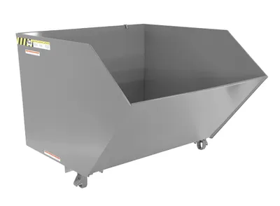 Vestil Steel Heavy Duty Low Profile Self Dumping Hopper 1-1/2 Cubic Yard 6000 Lb. Capacity Machine Gray