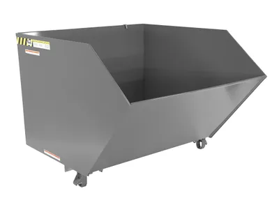 Vestil Steel Heavy Duty Low Profile Self Dumping Hopper 1-1/2 Cubic Yard 6000 Lb. Capacity Battleship Gray