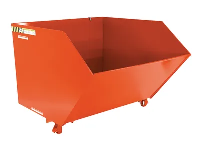 Vestil Steel Heavy Duty Low Profile Self Dumping Hopper 1-1/2 Cubic Yard 6000 Lb. Capacity Orange