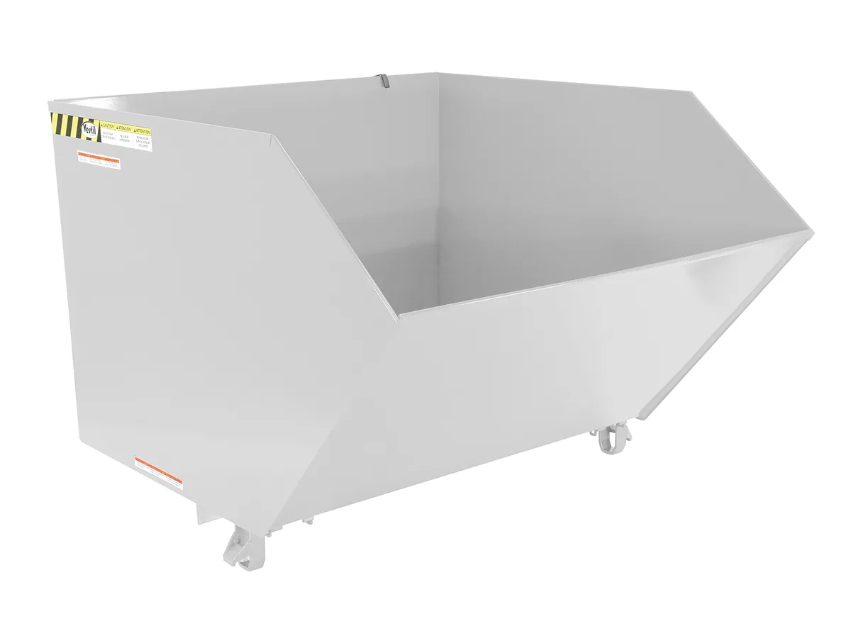 Vestil H-150-HD-WHT h style - low profile 90 degrees self-dumping steel hopper