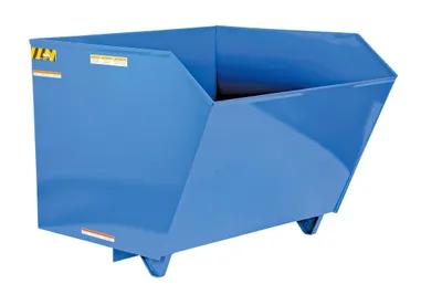 Vestil Steel Light Duty Low Profile Self Dumping Hopper 1-1/2 Cubic Yard 2000 Lb. Capacity Blue