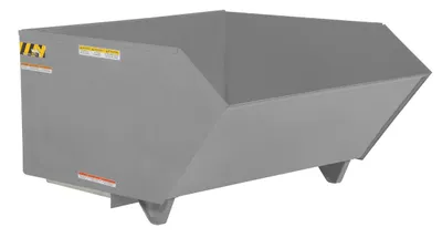 Vestil Steel Light Duty Low Profile Self Dumping Hopper 1-1/2 Cubic Yard 2000 Lb. Capacity Battleship Gray