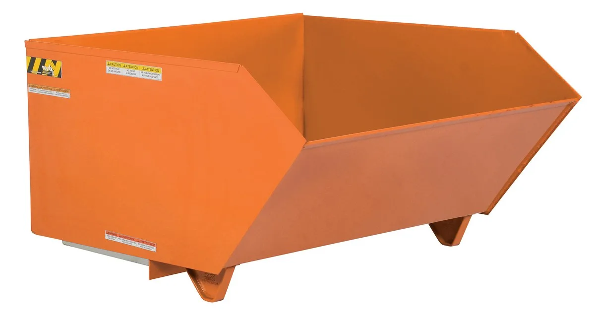 Vestil H-150-LD-ORG-C h style - low profile 90 degrees self-dumping steel hopper