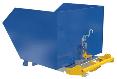 Vestil H-150-MD-BD h style bump & dump hopper shown from an alternate angle