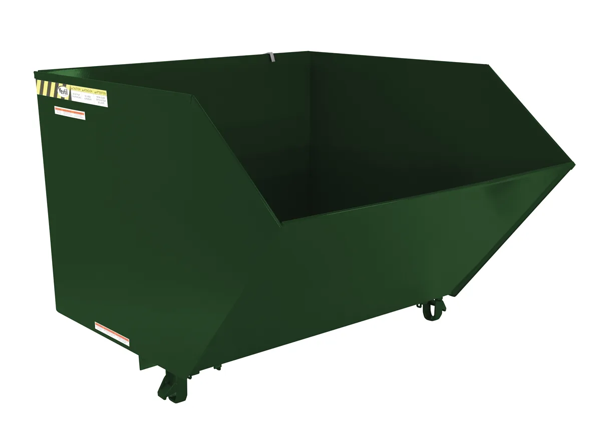 Vestil H-150-MD-GRN-H h style - low profile 90 degrees self-dumping steel hopper