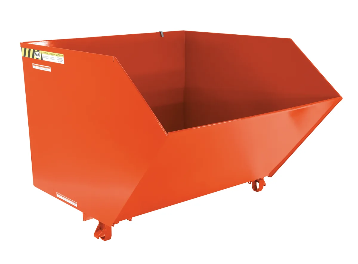 Vestil H-150-MD-ORG-C h style - low profile 90 degrees self-dumping steel hopper