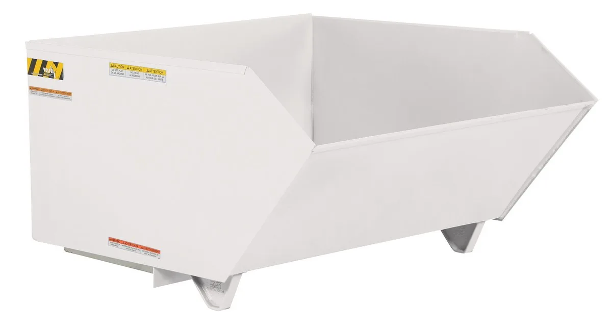 Vestil H-150-MD-WHT h style - low profile 90 degrees self-dumping steel hopper