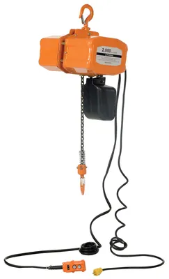 Vestil Steel Economy Chain Hoist 1 Phase NEMA 5-20P With Chain Container 2,000 Lb. Capacity Orange