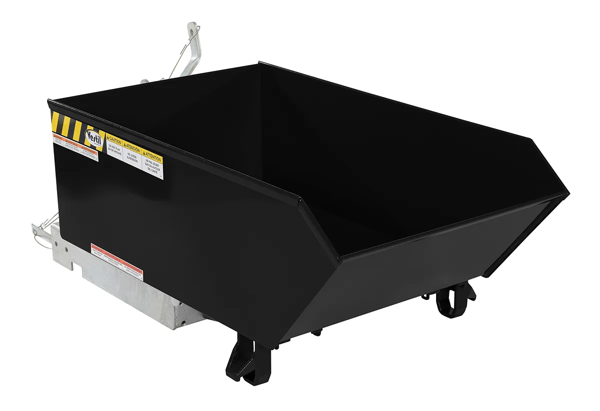 Vestil H-25-HD-BLK-SG h style - low profile 90 degrees self-dumping steel hopper