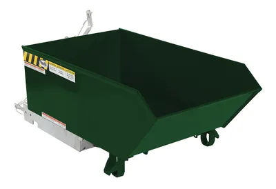 Vestil Steel Heavy Duty Low Profile Self Dumping Hopper 1/4 Cubic Yard 6000 Lb. Capacity Hunter Green