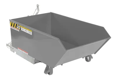 Vestil Steel Heavy Duty Low Profile Self Dumping Hopper 1/4 Cubic Yard 6000 Lb. Capacity Machine Gray
