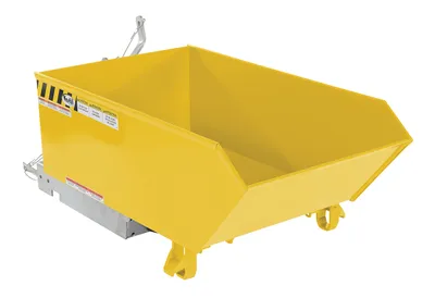 Vestil Steel Heavy Duty Low Profile Self Dumping Hopper 1/4 Cubic Yard 6000 Lb. Capacity Yellow