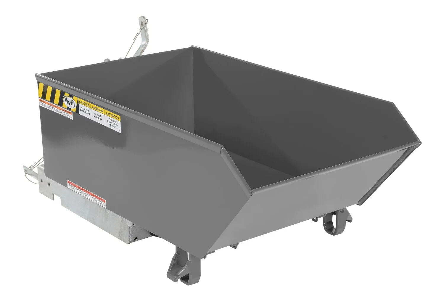 Vestil H-25-LD-GY-SG h style - low profile 90 degrees self-dumping steel hopper