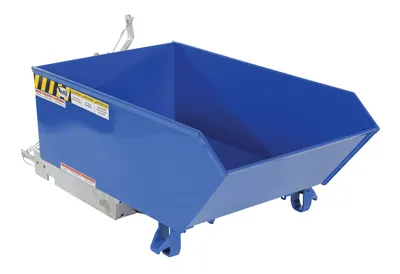 Vestil Steel Medium Duty Low Profile Self Dumping Hopper 1/4 Cubic Yard 4000 Lb. Capacity Blue