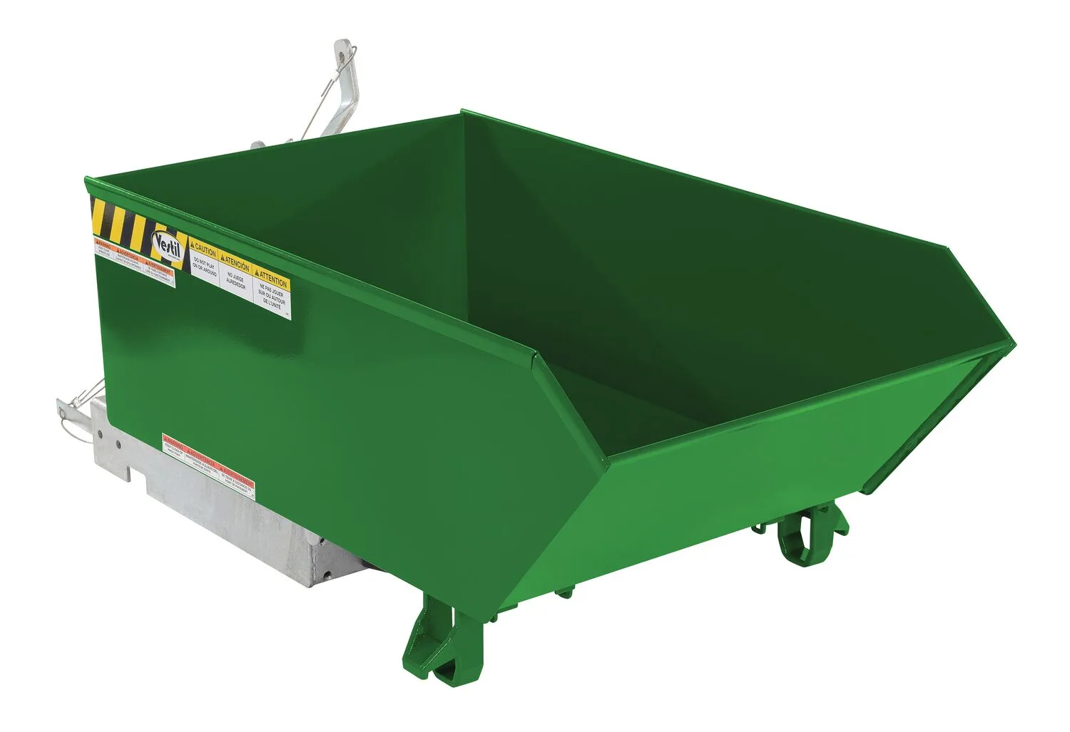Vestil H-25-MD-GRN-T h style - low profile 90 degrees self-dumping steel hopper