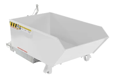Vestil Steel Medium Duty Low Profile Self Dumping Hopper 1/4 Cubic Yard 4000 Lb. Capacity White