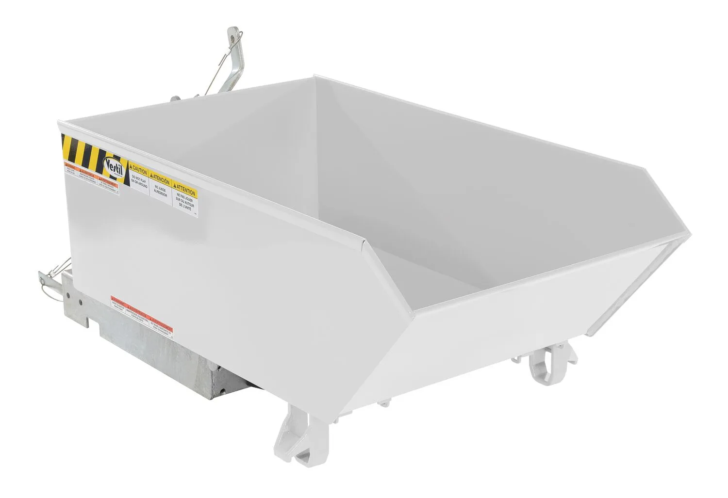 Vestil H-25-MD-WHT h style - low profile 90 degrees self-dumping steel hopper