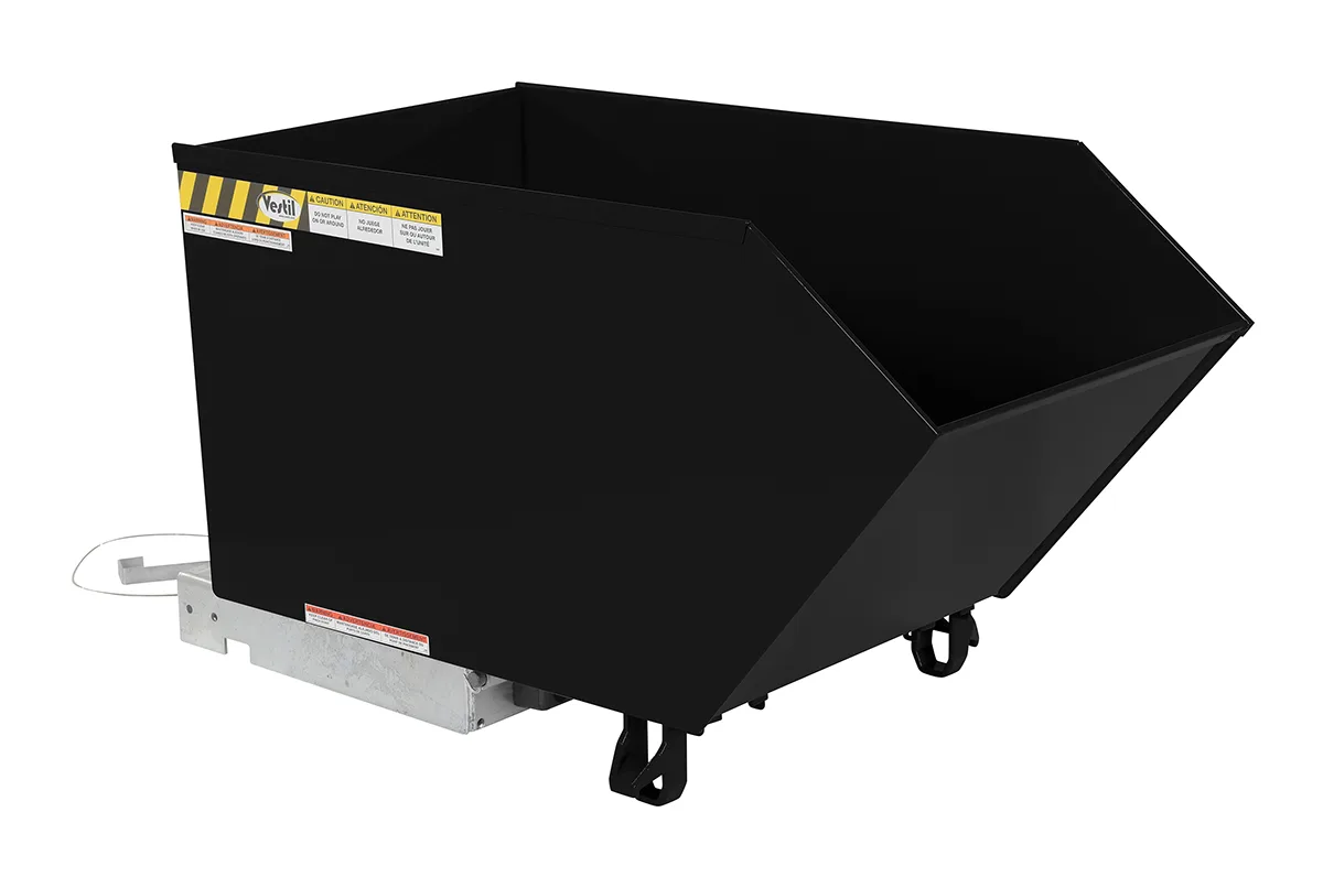 Vestil H-50-HD-BLK-SG h style - low profile 90 degrees self-dumping steel hopper