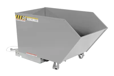 Vestil Steel Heavy Duty Low Profile Self Dumping Hopper 1/2 Cubic Yard 6000 Lb. Capacity Silver Lining