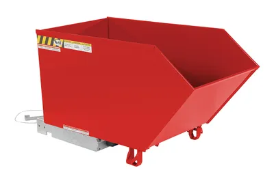 Vestil Steel Heavy Duty Low Profile Self Dumping Hopper 1/2 Cubic Yard 6000 Lb. Capacity Red