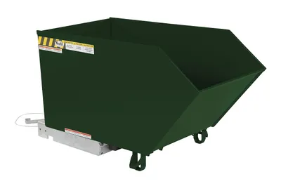 Vestil Steel Light Duty Low Profile Self Dumping Hopper 1/2 Cubic Yard 2000 Lb. Capacity Hunter Green