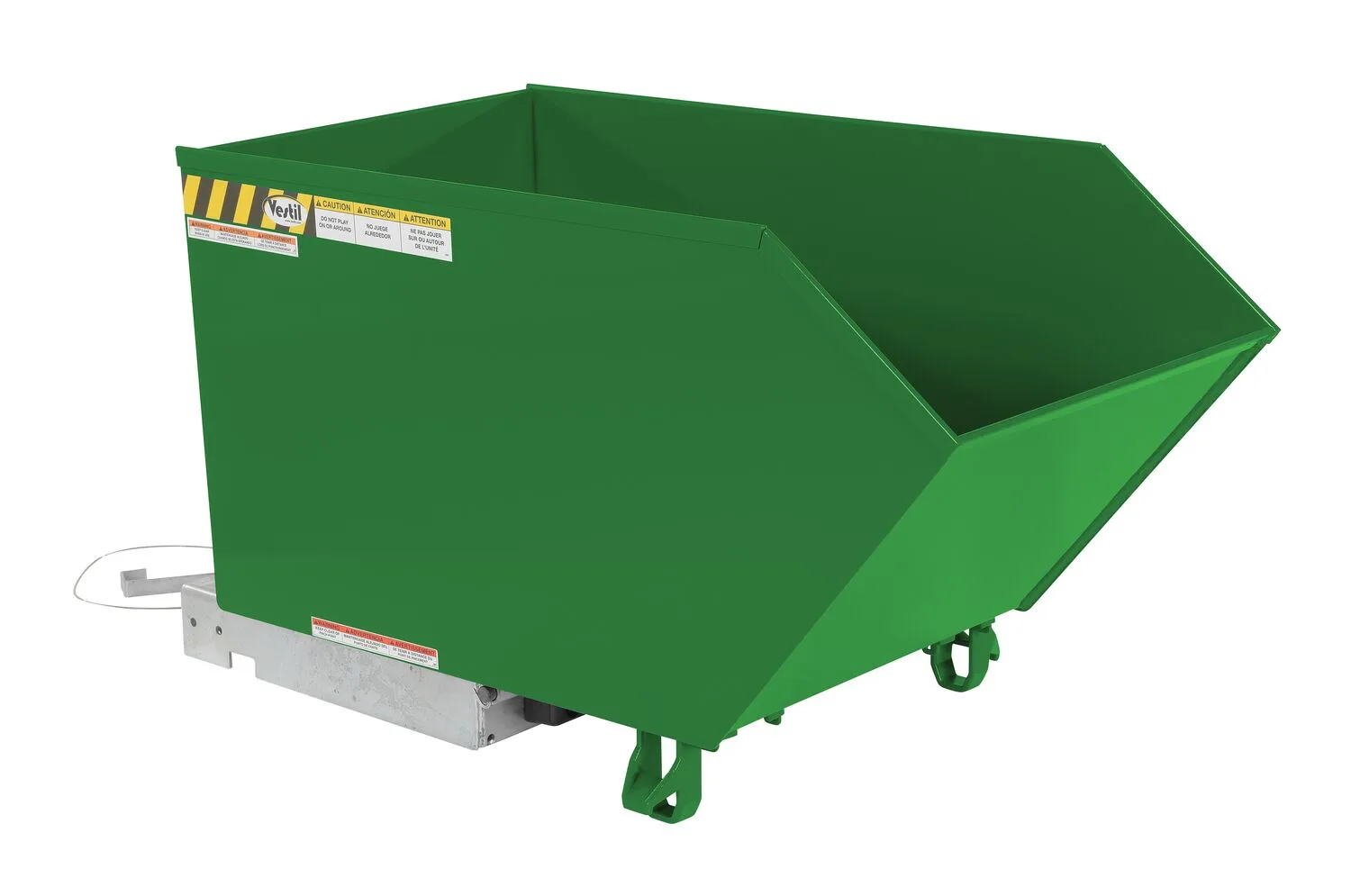 Vestil H-50-LD-GRN-T h style - low profile 90 degrees self-dumping steel hopper