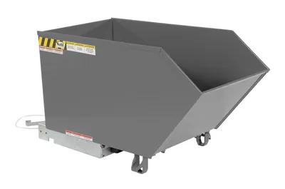 Vestil Steel Light Duty Low Profile Self Dumping Hopper 1/2 Cubic Yard 2000 Lb. Capacity Battleship Gray