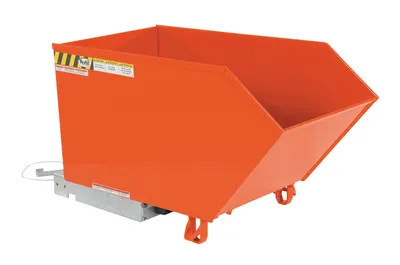 Vestil Steel Light Duty Low Profile Self Dumping Hopper 1/2 Cubic Yard 2000 Lb. Capacity Orange