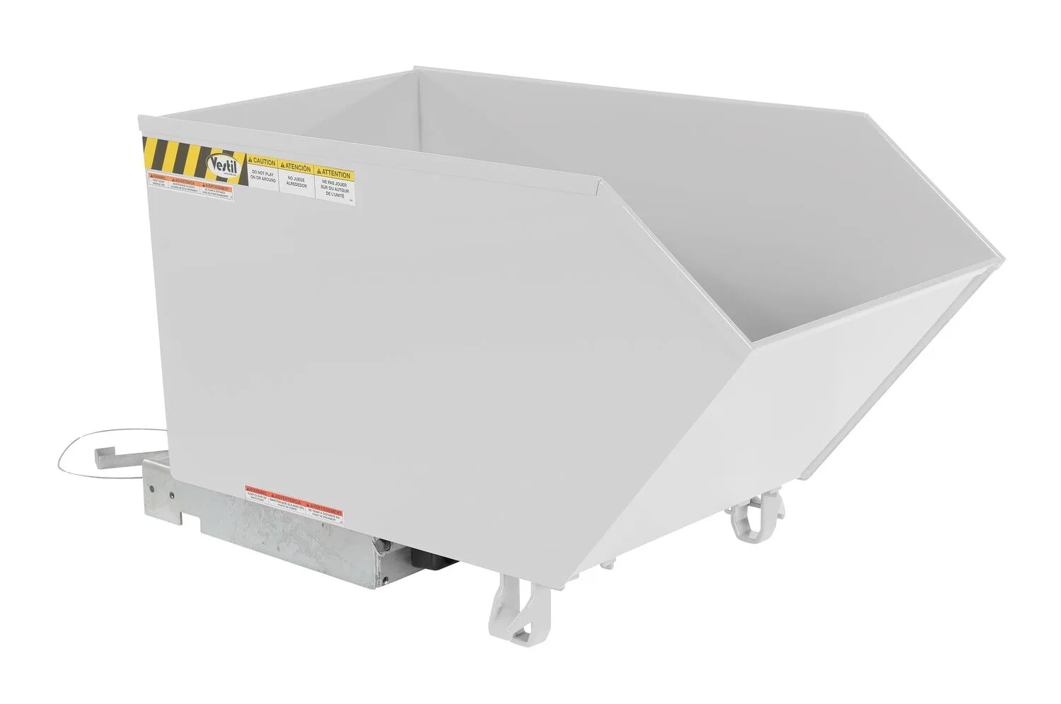 Vestil H-50-MD-WHT h style - low profile 90 degrees self-dumping steel hopper