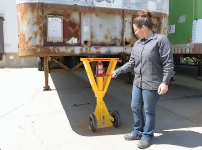 Vestil H-LO-J-BEAM trailer stabilizing jack shown from an alternate angle