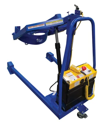 Vestil HDC-305-60-DC portable hydraulic drum carrier rotator boom shown from an alternate angle