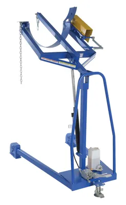 Vestil HDC-305-60 portable hydraulic drum carrier rotator boom shown from an alternate angle