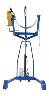 Vestil HDC-305-60 portable hydraulic drum carrier rotator boom shown from an alternate angle