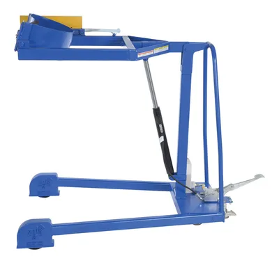 Vestil HDC-305-60 portable hydraulic drum carrier rotator boom shown from an alternate angle