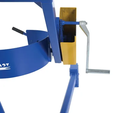 Vestil HDC-305-60 portable hydraulic drum carrier rotator boom shown from an alternate angle