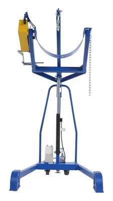 Vestil HDC-305-72 portable hydraulic drum carrier rotator boom shown from an alternate angle